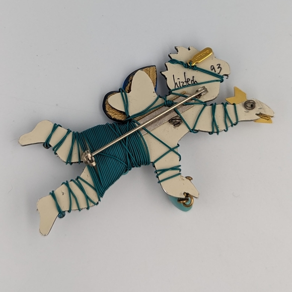 LizTech Artisan '93 Compass Heart Arrow Cupid Brooch Pin, Signed - Picture 8 of 10